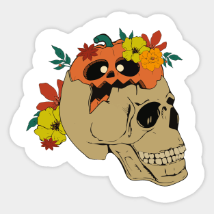 Skull with Pumpkin Sticker